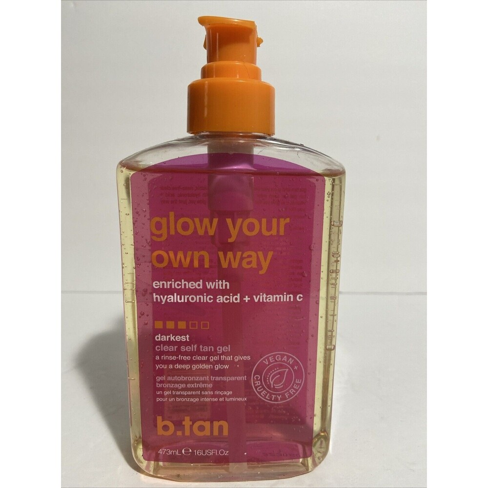 b.tan Clear Self Tan Gel | Glow Your Own Way 16 fl. oz., Darker Tan Results